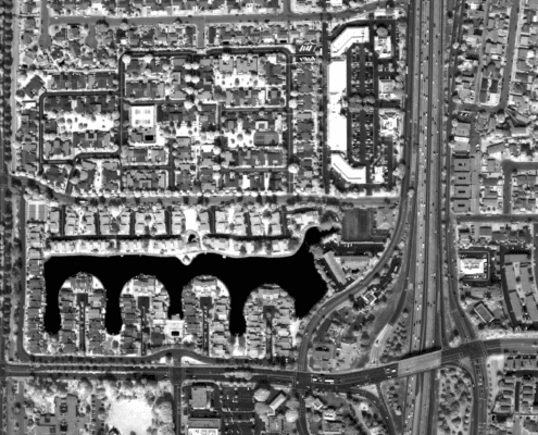 Attollo Engineering Phoenix SWIR Camera Core with 5 micron pixel pitch and low SWaP (Size, Weight and Power). Aerial Image of Camarillo, California.