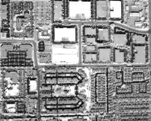 Attollo Engineering Phoenix SWIR Camera Core with 5 micron pixel pitch and low SWaP (Size, Weight and Power). Aerial Image of Camarillo, California.