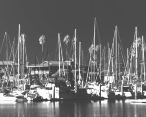 Aetos™ eSWIR (Extended Shortwave Infrared) of boats in harbor